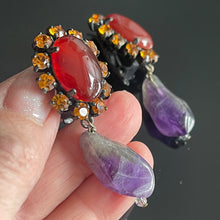 Charger l'image dans la galerie, Boucles clips vintage pendantes avec améthystes signées Philippe Ferrandis
