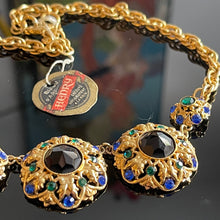 Charger l'image dans la galerie, Joli collier ancien métal doré et pierres de couleur Henry