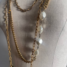 Charger l'image dans la galerie, Long collier sautoir métal doré et perles Henry