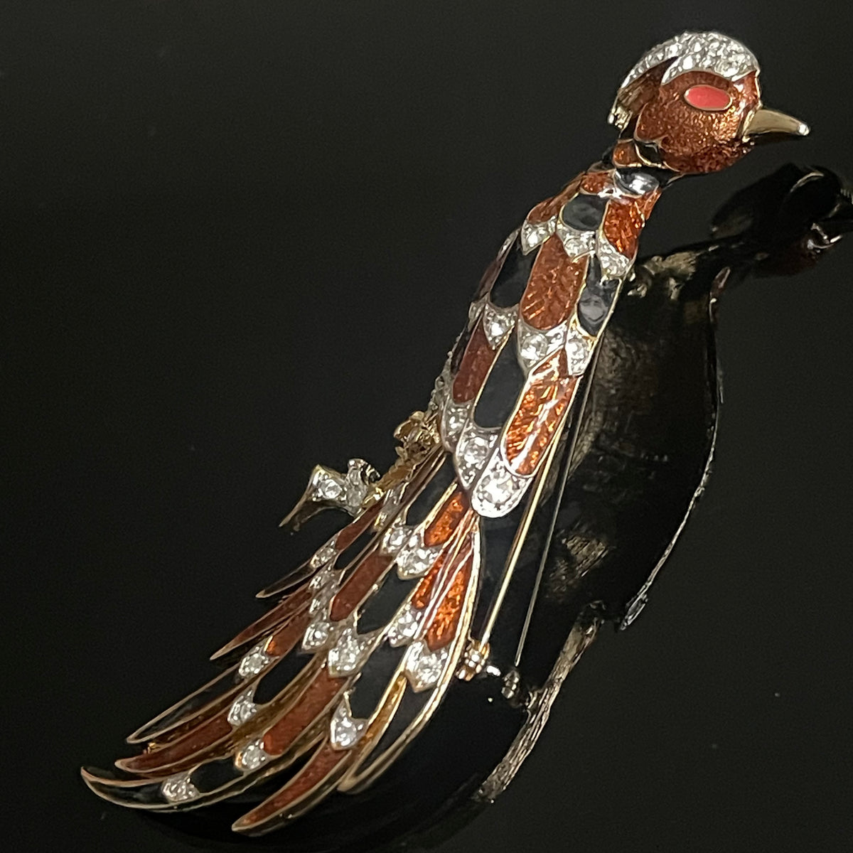 Belle Broche Pendentif Vintage Oiseau En Argent 950 Avec émaux - Bijou Ancien De Collection