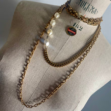 Charger l'image dans la galerie, Long collier sautoir métal doré et perles Henry