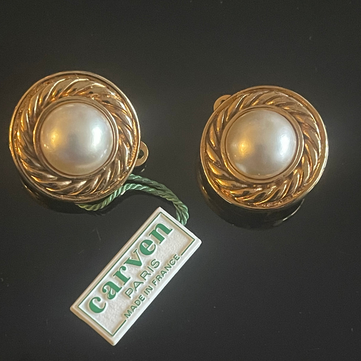 Boucles D'oreilles Vintage CARVEN Années 1990 - Oversize, Dorées, Fermoir Clip, Neuves Sans Boîte