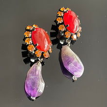 Charger l'image dans la galerie, Boucles clips vintage pendantes avec améthystes signées Philippe Ferrandis