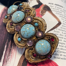 Charger l'image dans la galerie, Henry, grand pendentif vintage en talosel et cabochons de verre