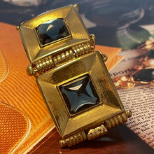 Load image into Gallery viewer, Jean-Louis Scherrer, sublime gold-tone metal bracelet with blue resin cabochons