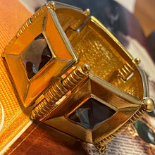 Load image into Gallery viewer, Jean-Louis Scherrer, sublime gold-tone metal bracelet with blue resin cabochons