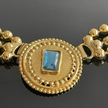 Load image into Gallery viewer, Scherrer Paris, very beautiful vintage couture necklace in gold-tone metal and blue resin
