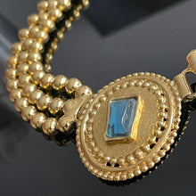 Load image into Gallery viewer, Scherrer Paris, very beautiful vintage couture necklace in gold-tone metal and blue resin