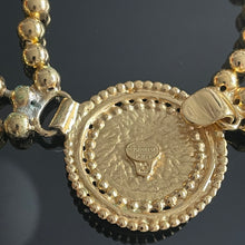 Load image into Gallery viewer, Scherrer Paris, very beautiful vintage couture necklace in gold-tone metal and blue resin