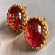 Load image into Gallery viewer, Pretty vintage clip-on earrings with Murano glass cabochons