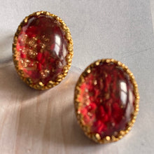 Load image into Gallery viewer, Pretty vintage clip-on earrings with Murano glass cabochons
