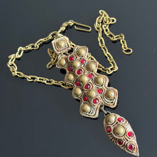 Charger l'image dans la galerie, Spectaculaire collier vintage en talosel avec pierres rouges signé Henry, modèle exclusif 
