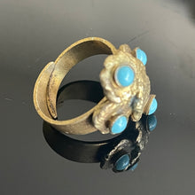 Charger l'image dans la galerie, Jolie bague vintage cabochons bleu turquoise signée Henry
