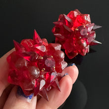 Load image into Gallery viewer, Beautiful and rare vintage red resin earrings signed Kalinger
