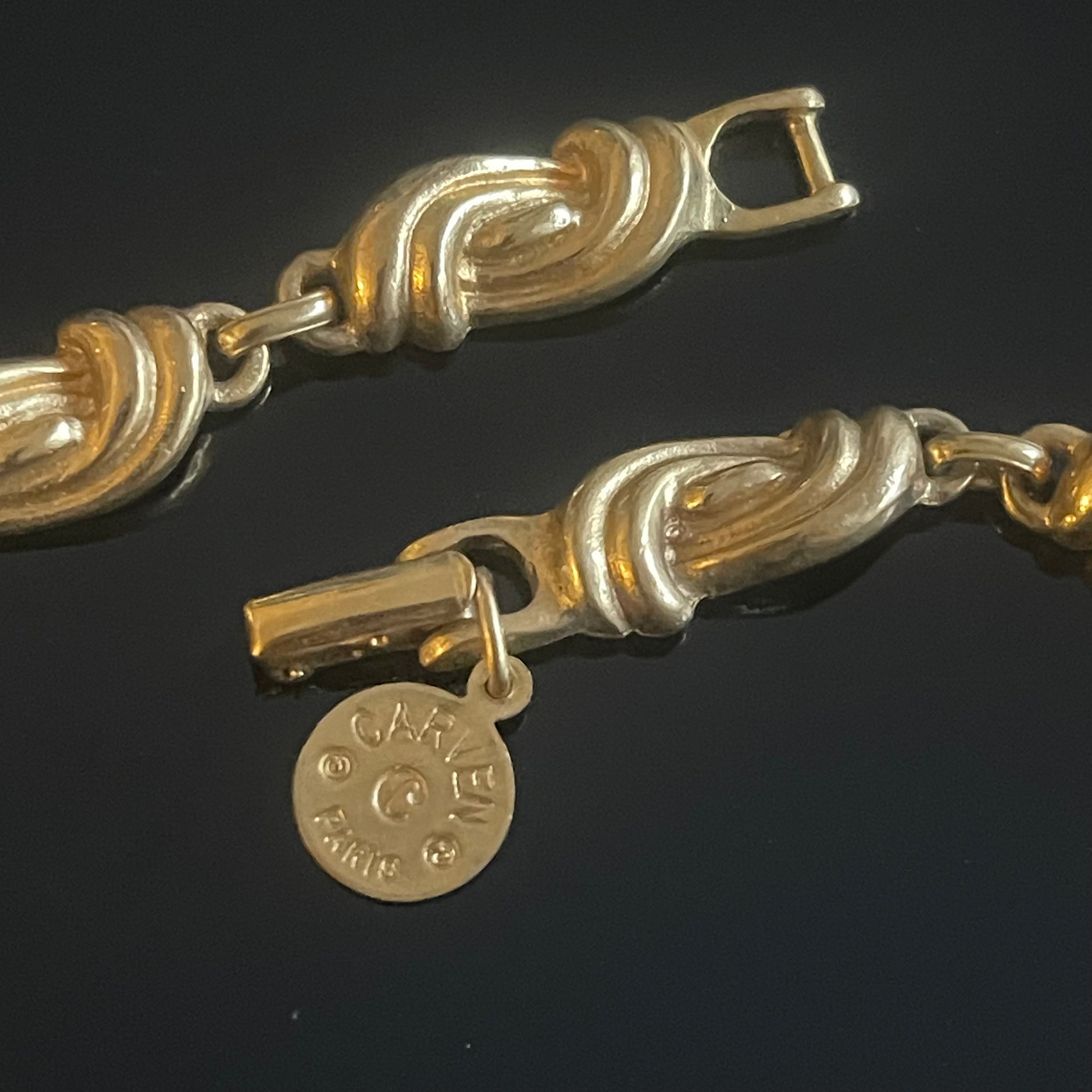 Collier Ras Du Cou Carven En Métal Doré - Bijou Ancien Vintage à Motif Fleurs, Occasion
