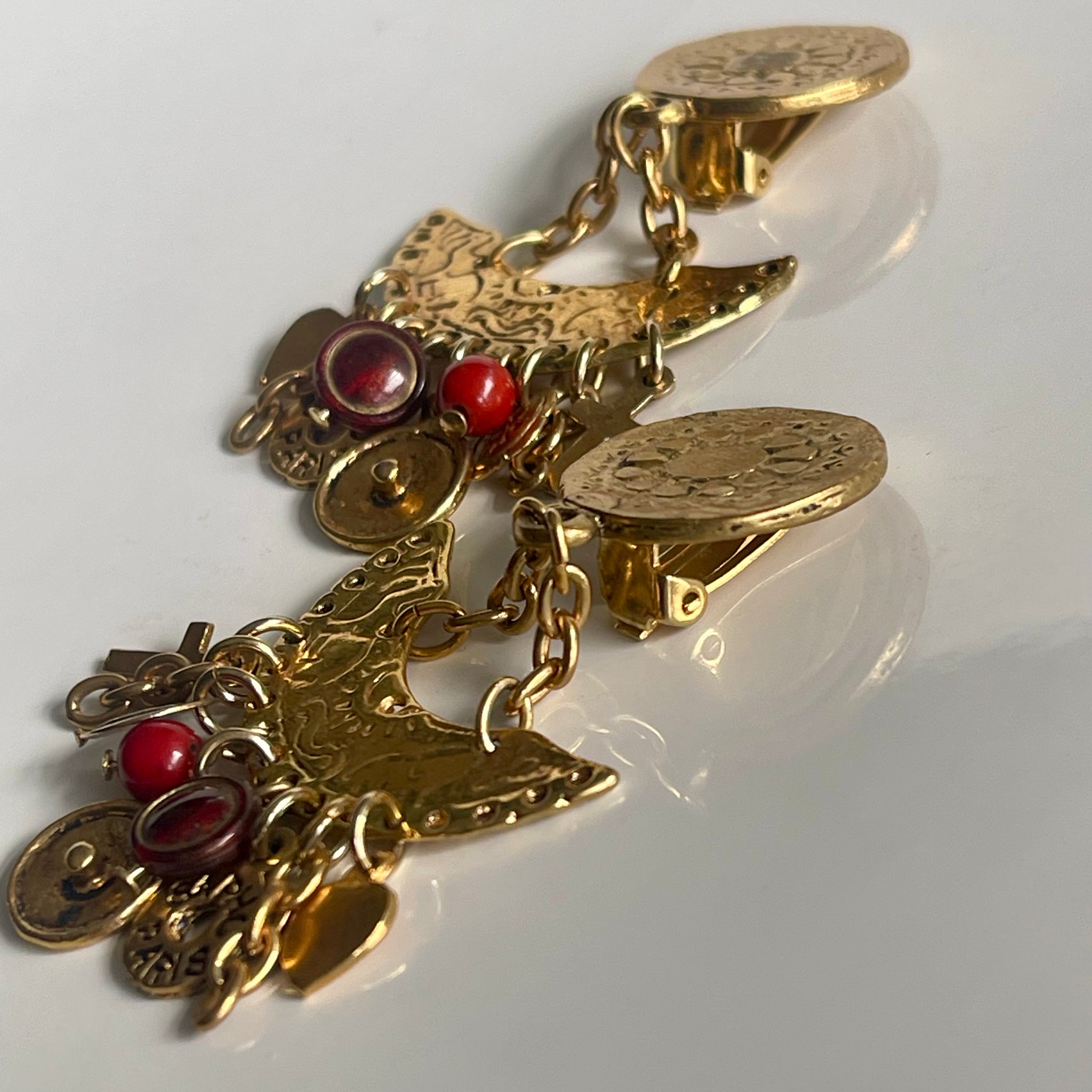 Boucles D’oreilles Clips Vintage Signées A. Brique Paris – Parure Dorée, Occasion