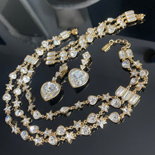 Charger l&#39;image dans la galerie, Rare set vintage couture YSL par Goossens, cœurs et étoiles en cristal de Swarovski
