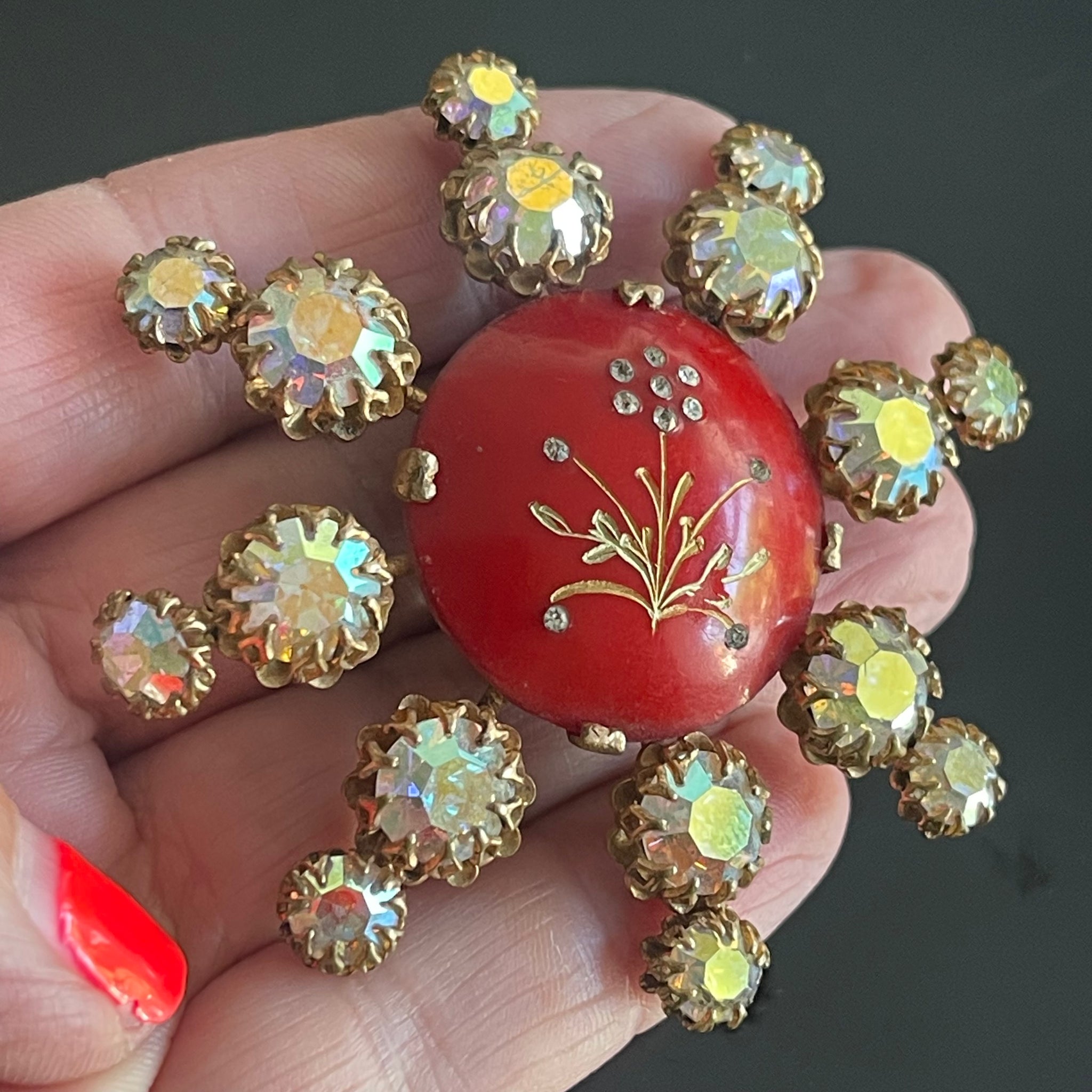 Superbe Broche Ancienne - Pierres Transparentes - Vintage - Bijou Rétro Sans Marque