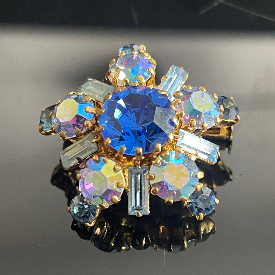 Très jolie broche ancienne pierres bleues