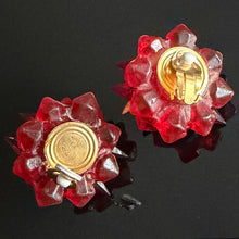 Load image into Gallery viewer, Beautiful and rare vintage red resin earrings signed Kalinger
