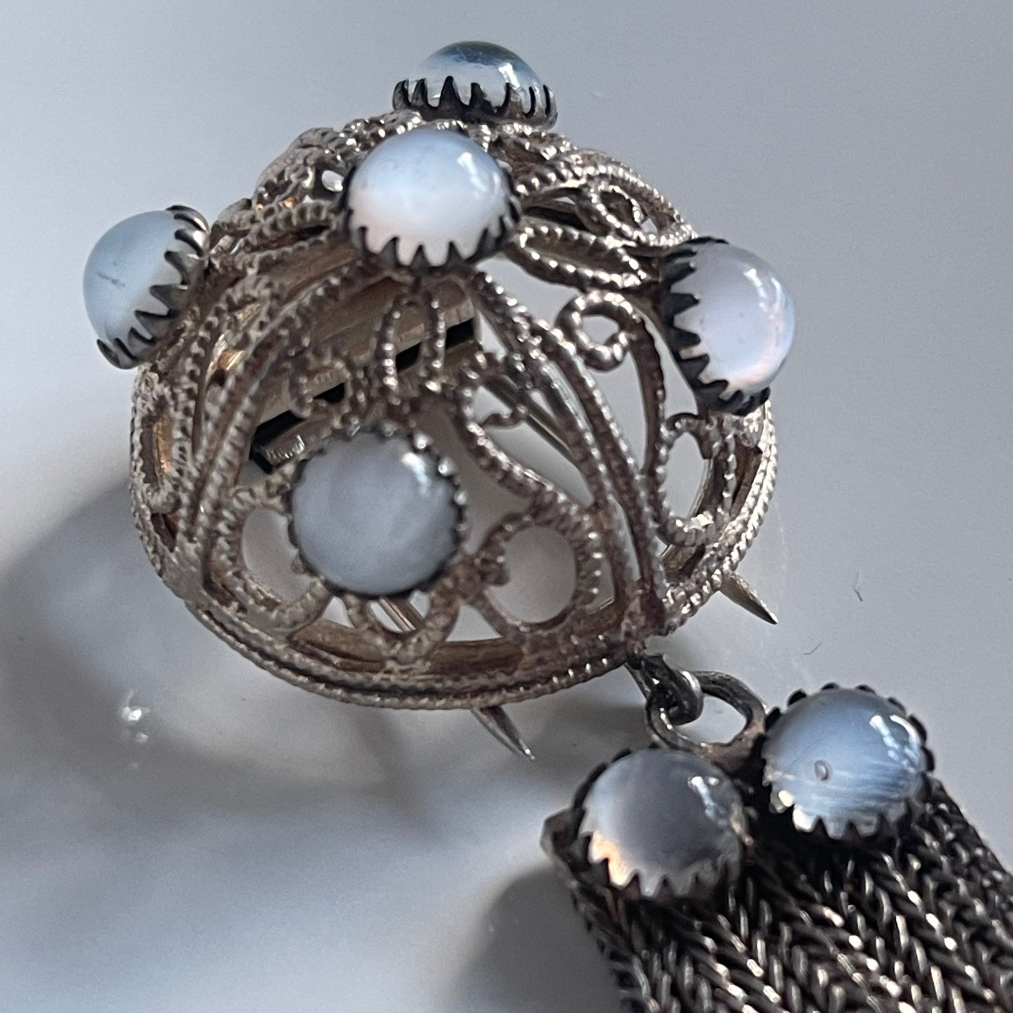 Broche Ancienne Vintage Roger Jean Pierre Haute Couture - Feuille Bleue Pierre Et Alliage - Occasion