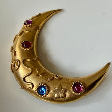 Load image into Gallery viewer, Grande broche vintage créateur motif croissant de lune
