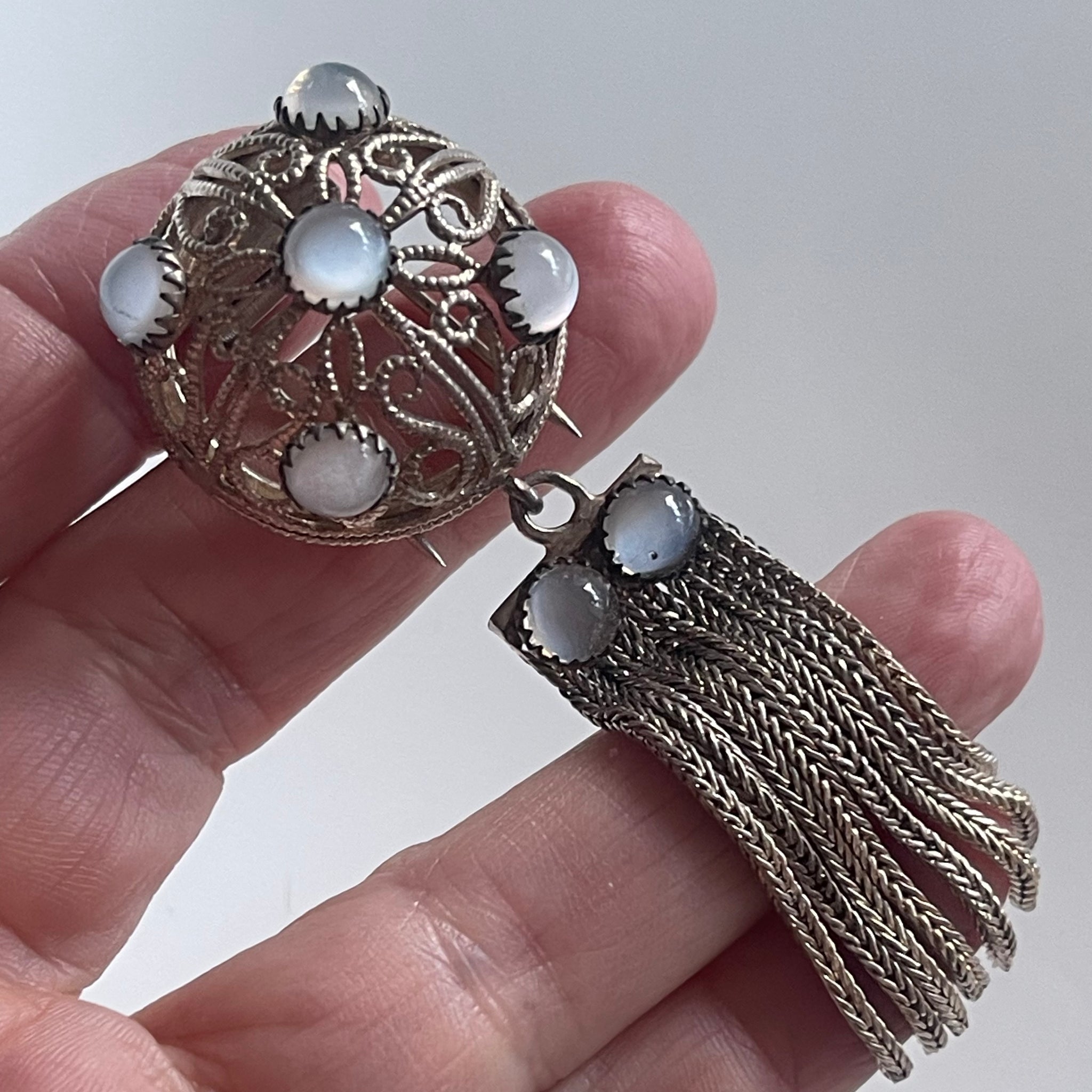 Broche Vintage Roger Jean Pierre Haute Couture - Bleue, En Pierre Et Alliage, Occasion