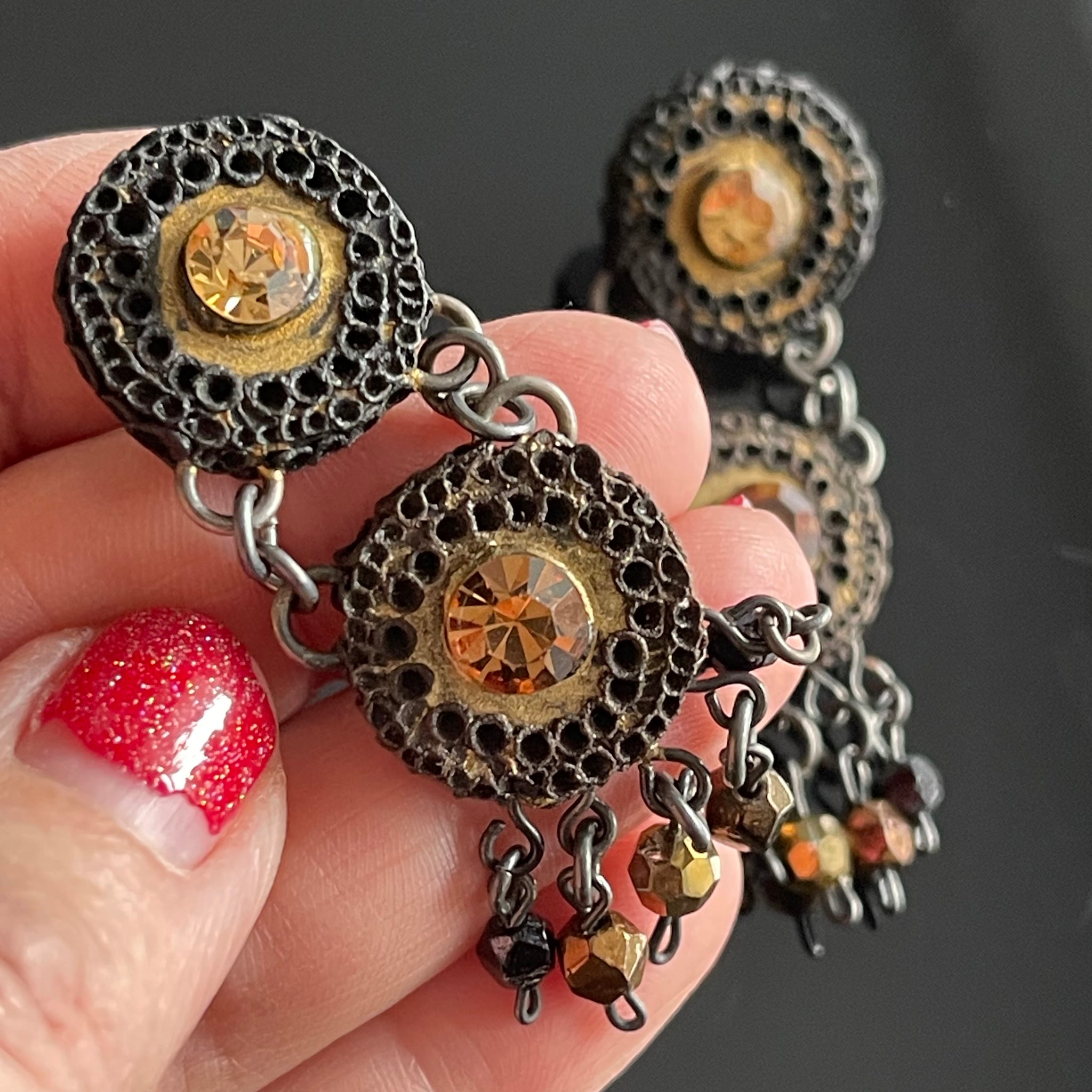 Lot De 2 Boucles D'oreilles Clips Vintage 1950 Talosel - Signées HENRY - Occasion En Bon état