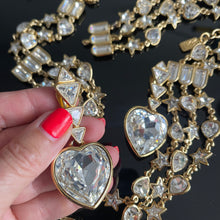 Charger l&#39;image dans la galerie, Rare set vintage couture YSL par Goossens, cœurs et étoiles en cristal de Swarovski
