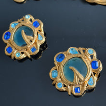 Charger l'image dans la galerie, Sublime et rare set YSL par Goossens métal doré et pierres bleues
