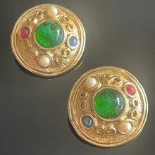 Charger l&#39;image dans la galerie, Christian Dior Germany, sublime boucles vintage avec cabochons de verre Gripoix
