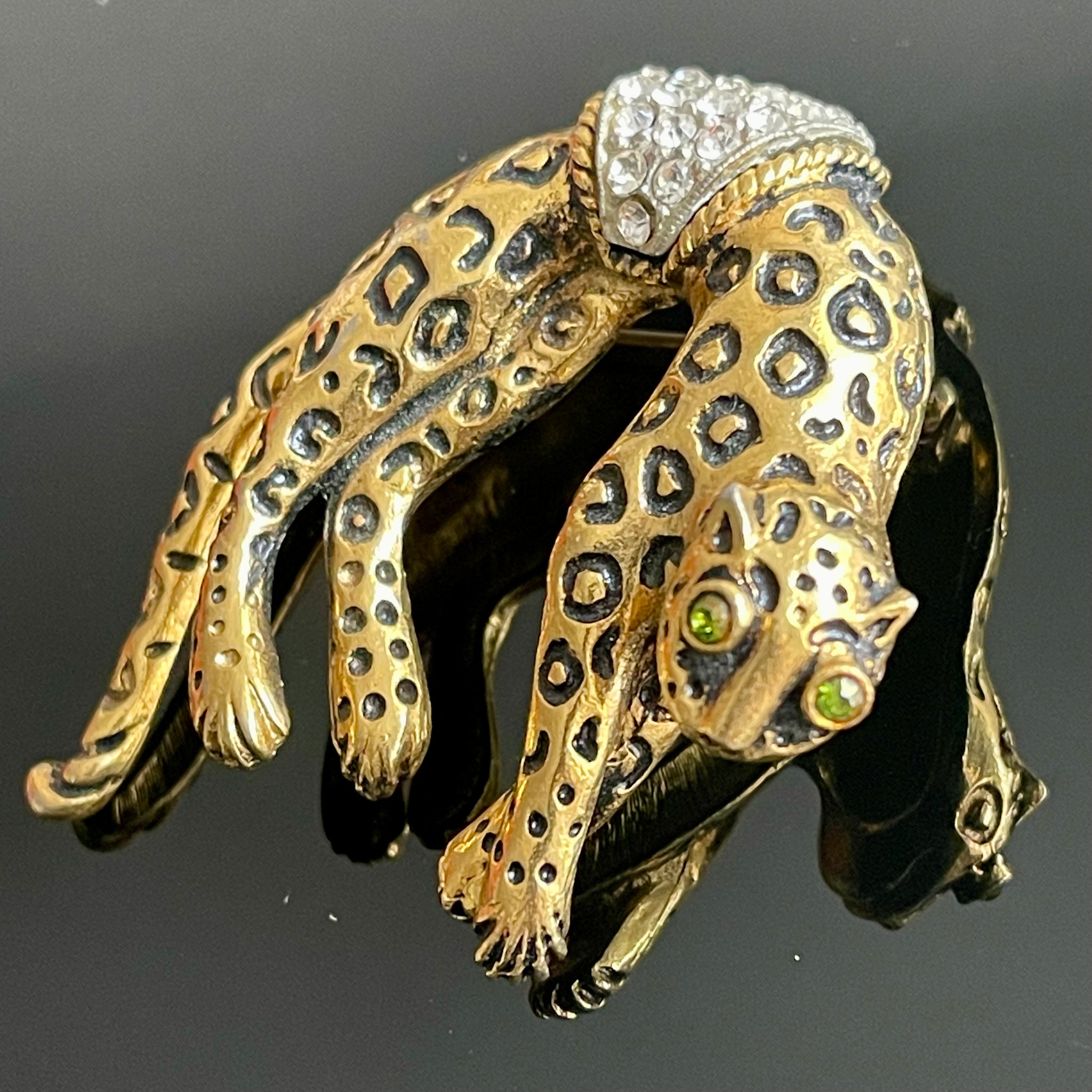 Grande Broche Panthère Argentée Effet Diamanté - Bijou 5011 - Occasion