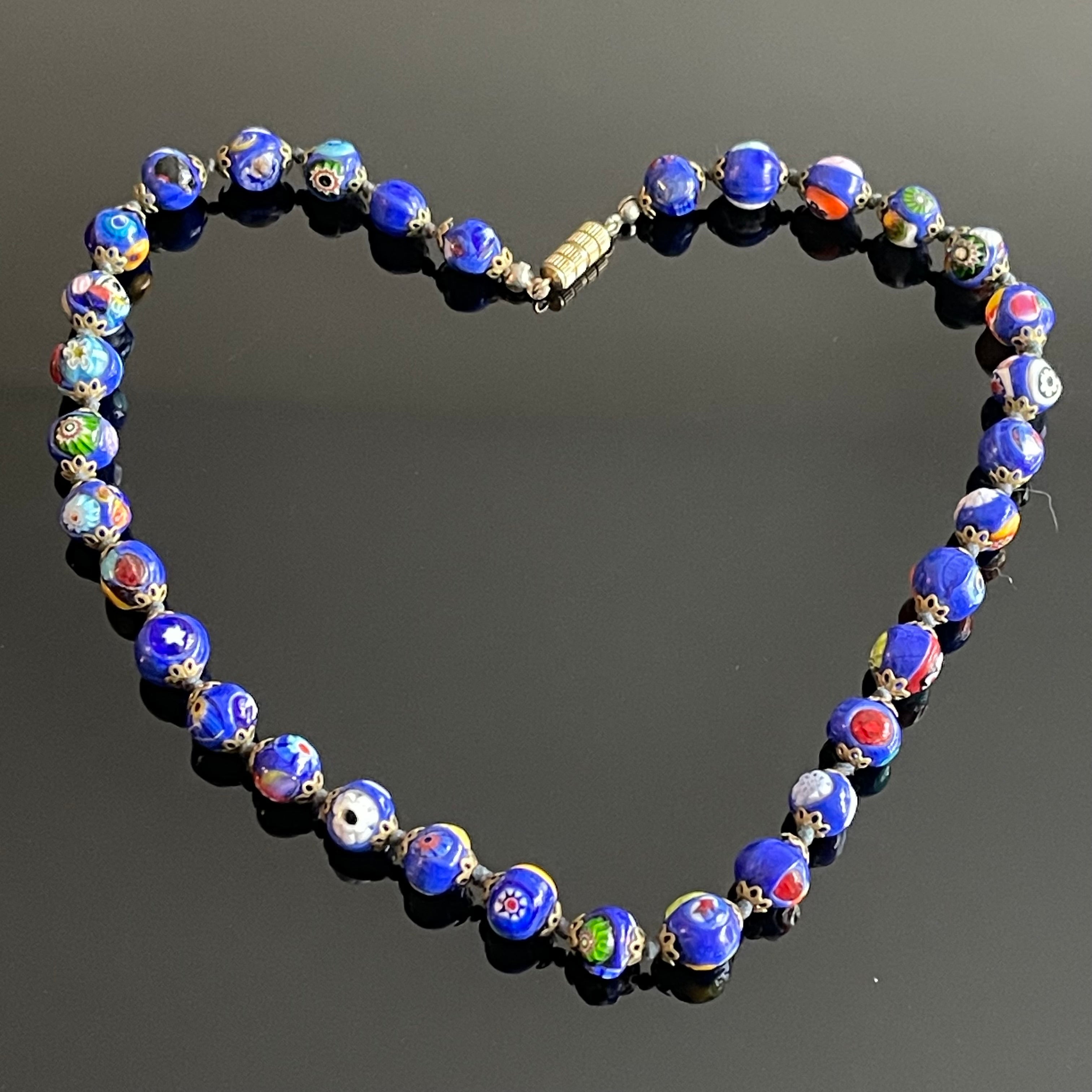 Collier Vintage En Perles De Verre De Murano Des Années 1940 - Bijou Ancien Et Unique