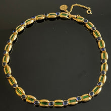 Charger l&#39;image dans la galerie, Carven, sublime collier vintage couture avec cabochons de verre bleus
