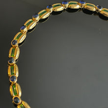 Charger l&#39;image dans la galerie, Carven, sublime collier vintage couture avec cabochons de verre bleus

