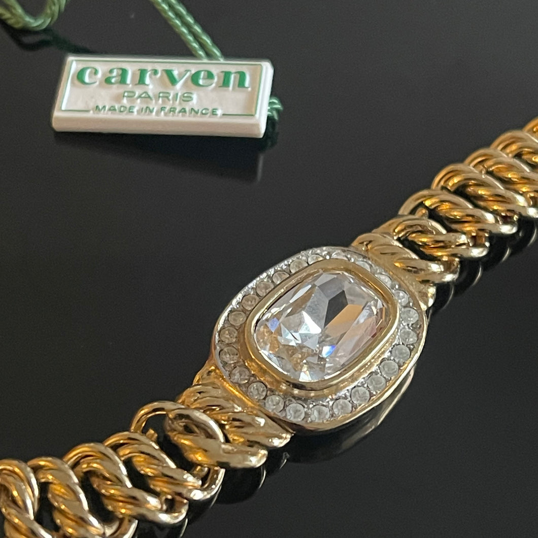 Carven, joli bracelet vintage maillon gourmette en métal doré