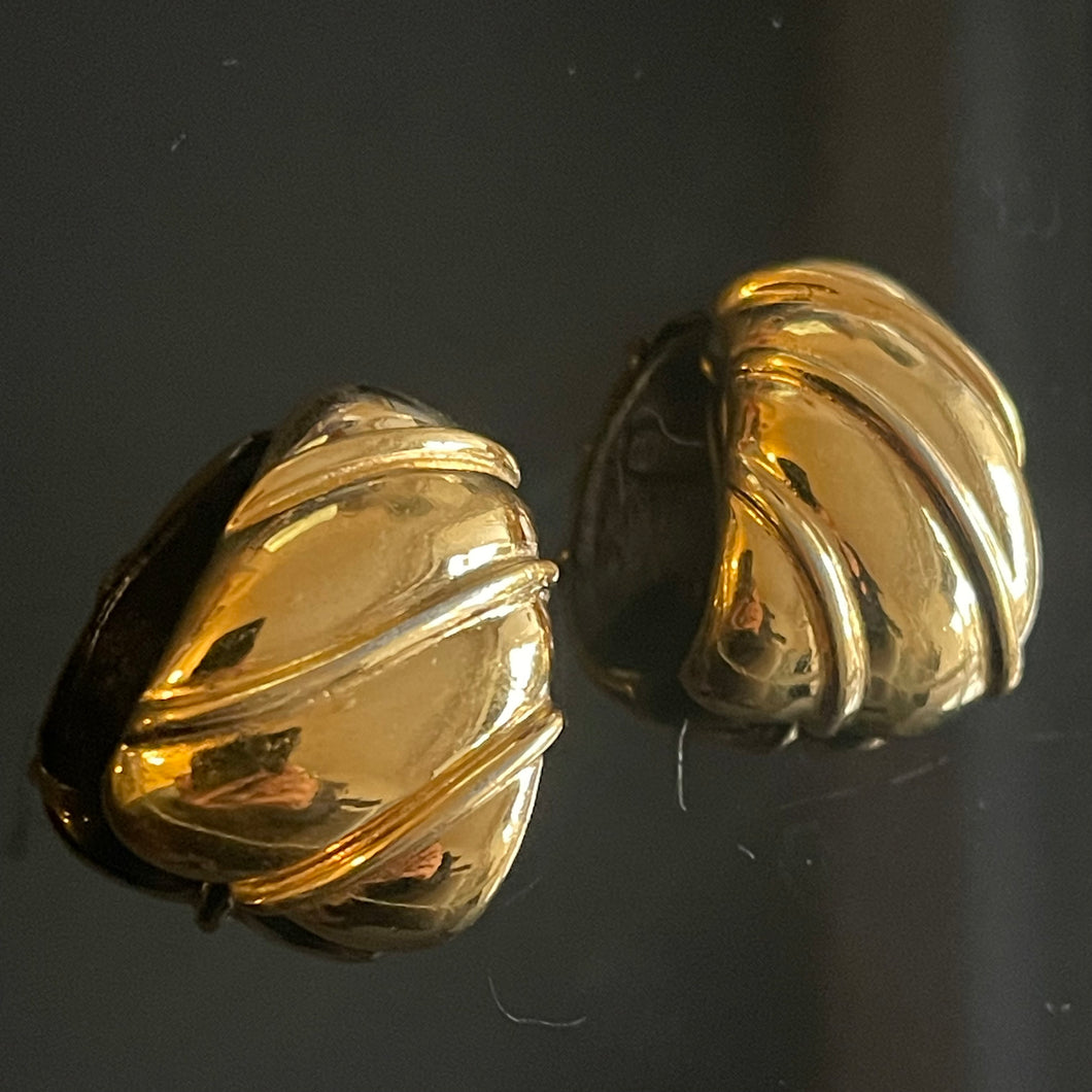Carven, boucles d’oreilles clips vintage en métal doré