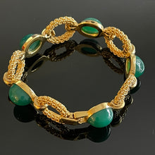 Charger l&#39;image dans la galerie, Carven, sublime bracelet en métal doré avec cabochons de verre
