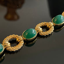 Charger l&#39;image dans la galerie, Carven, sublime bracelet en métal doré avec cabochons de verre
