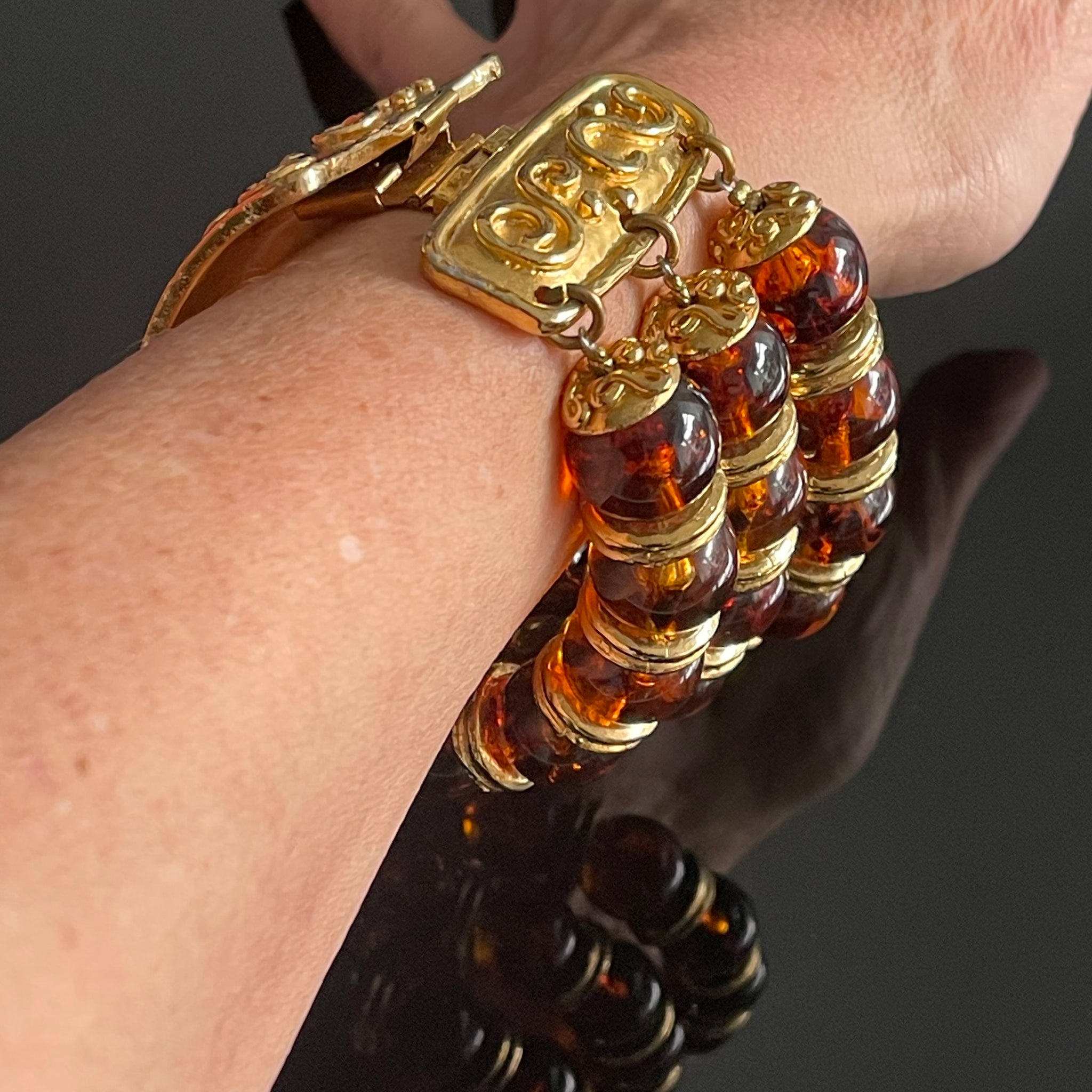 Bracelet Fantaisie Vintage Métal Doré - Occasion