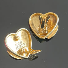 Charger l&#39;image dans la galerie, Loris Azzaro, boucles cœurs vintage couture en métal doré

