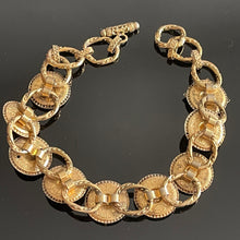 Charger l&#39;image dans la galerie, Zoé Coste, très beau collier vintage en métal doré avec cabochons de verre
