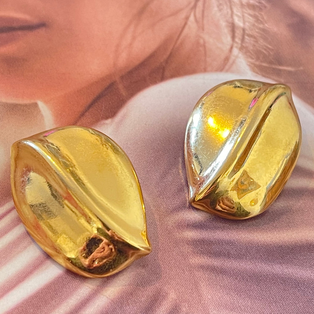 YSL, grosses boucles clips vintage en métal doré