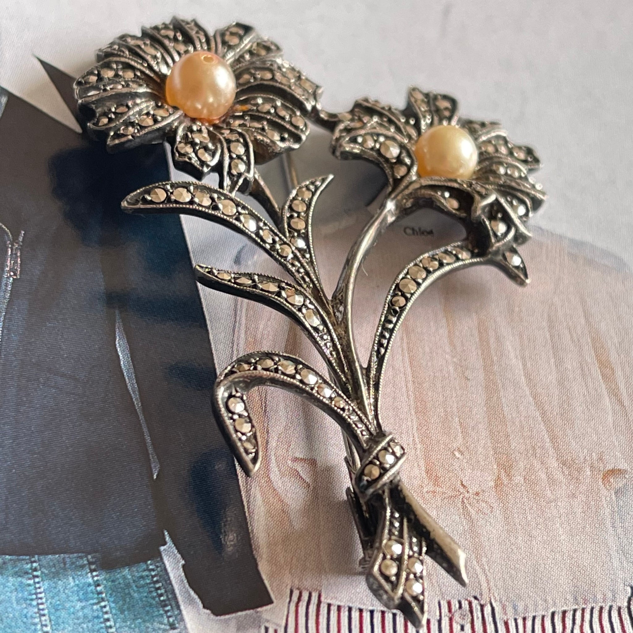 Superbe Broche Ancienne - Métal Argenté - Bijou Vintage Femme